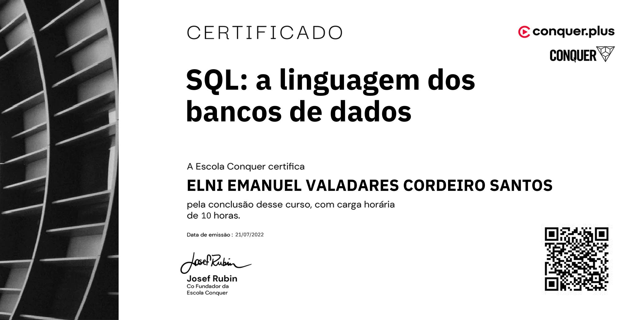 Certificado de SQL: a linguagem dos bancos de dados